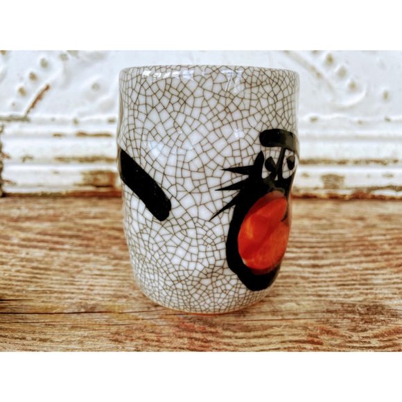 Vintage Japanese Raku Crackle Glaze Cup - Picture 6 of 9
